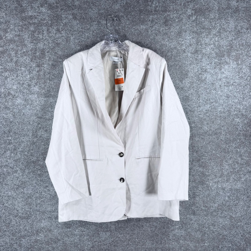 Reserved Women XL Off white Lyocell Two Button Blazer Jacket NWT ZV198-09X